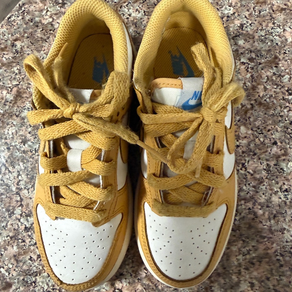 Nike Kids Mustard and White Sneakers